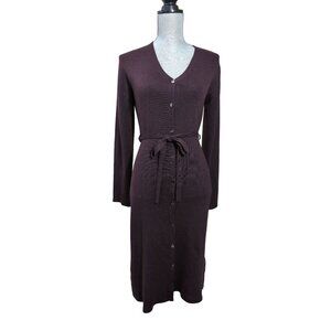 Wallis Duster Cardigan Womens 12 Purple Minimalist Career Button Front Belted